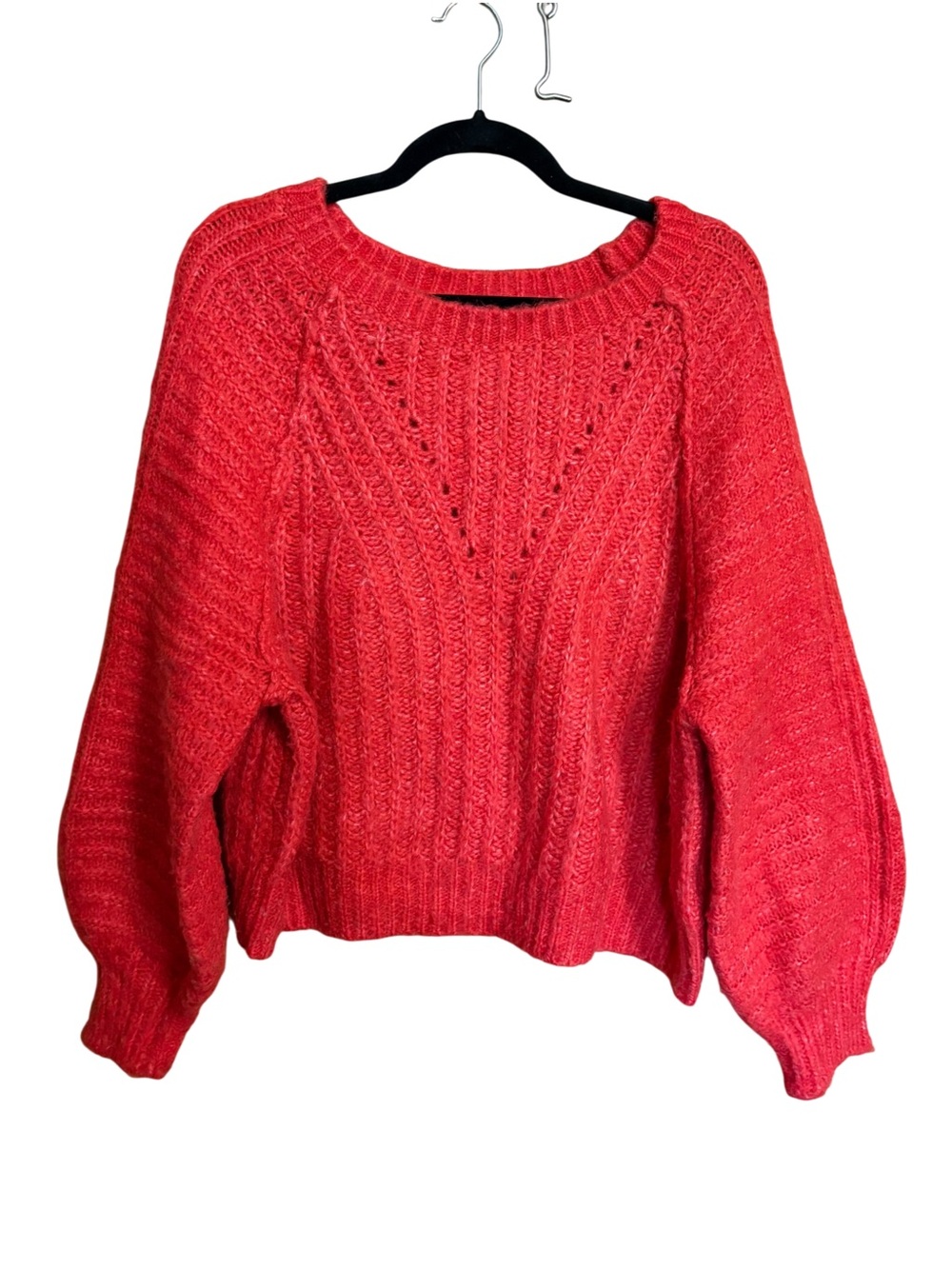 Free People Carter CableKnit Red Slouchy Soft Comfy Sweater Small